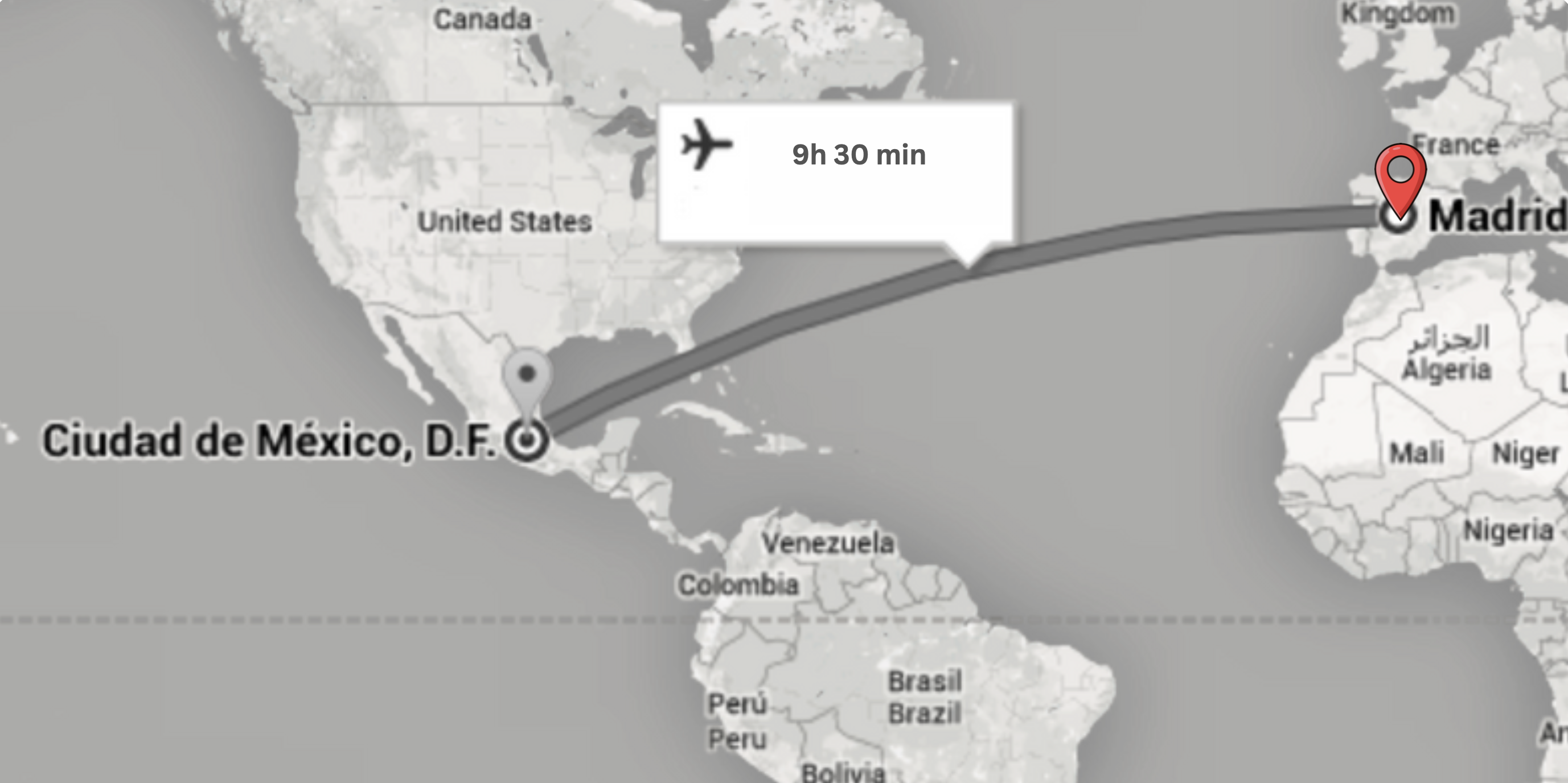 Mapa México-Madrid